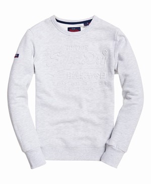 Superdry Premium Goods Embossed Debossed Férfi Pulóver Fehér | TRHUS6392